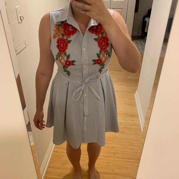 Forever 21 Dresses & Skirts - Blue & White Striped Button Down Dress